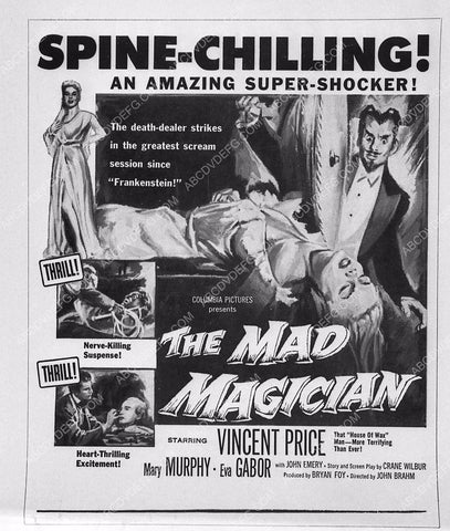 ad slick Vincent Price sci-fi film The Mad Magician 1209-16
