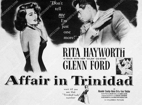 ad slick Rita Hayworth Glenn Ford film Affair in Trinidad 3517-12