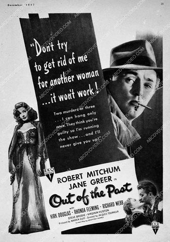 ad slick Robert Mitchum Jane Greer film noir Out of the Past 5481-34
