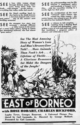 ad slick Rose Hobart Charles Bickford East of Borneo 8173-24
