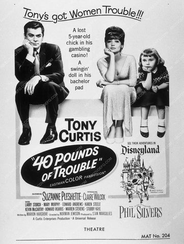 ad slick Tony Curtis Suzanne Pleshette 40 Pounds of Trouble 9593-01