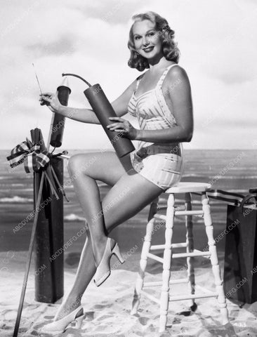 Adele Jergens sexy 4th of July pinup pose with firecrackers and all 8b20-1706