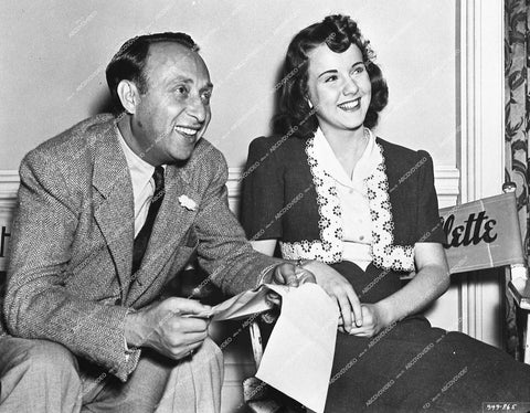 Deanna Durbin behind the scenes with producer Joe Pasternack - 1939 film First Love - 0445-005