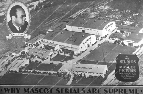 historic Hollywood Calif director Nat Levine and aerial view Mascot Studios - North Hollywood Calif - 0451-002