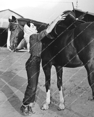 Elizabeth Taylor saddling up her horse - 1944 film National Velvet - 0458-005