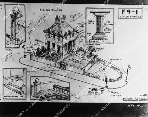 Max & Dave Fleischer Studios diagram for 3-D set construction animated film Mr Bug Goes to Town - 11020-006