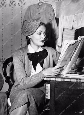 candid Gene Tierney reading script in dressing room Never Let Me Go 763-24