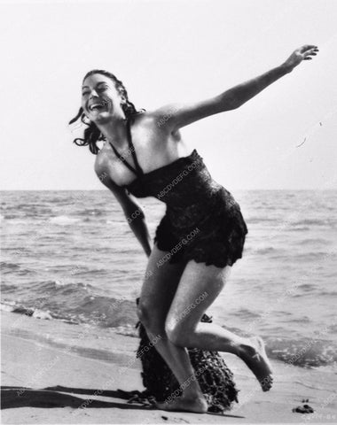 Ava Gardner in bathing suit on beach film The Little Hut 856-34