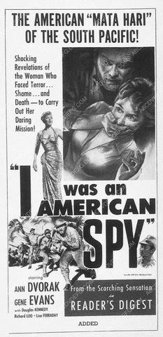 ad slick Ann Dvorak film I Was an American Spy 10770-02