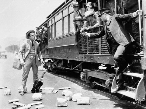 Harold Lloyd cool streetcar scene silent film Hot Water 11037-20