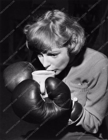 June Allyson candid drinking coffee w boxing gloves Right Cross 1197-34