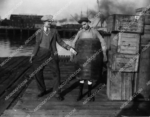 Charley Chase and a guy wearing a barrell unknown short subject 1332-28