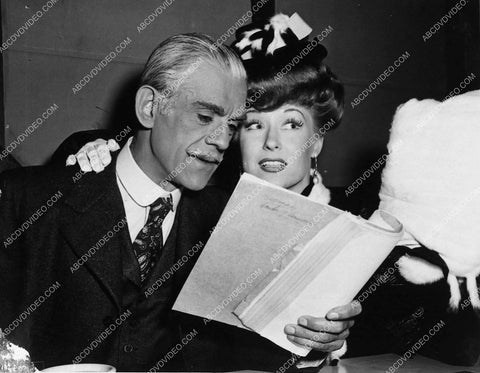Boris Karloff Jane Farrar reading the script on set film The Climax 1645b-29