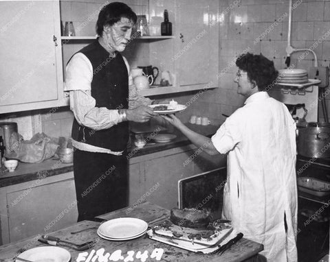 candid Christopher Lee at the commisary Curse of Frankenstein 1714-36