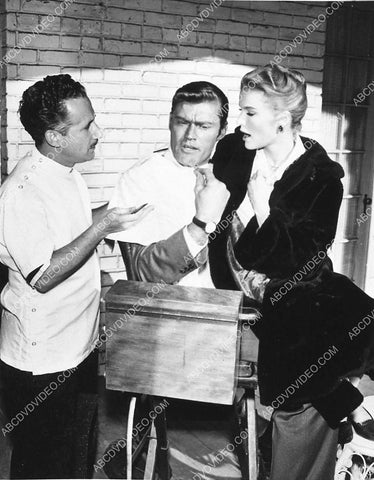 candid Chuck Connors Pippa Scott get makeup unknown TV 1721-10