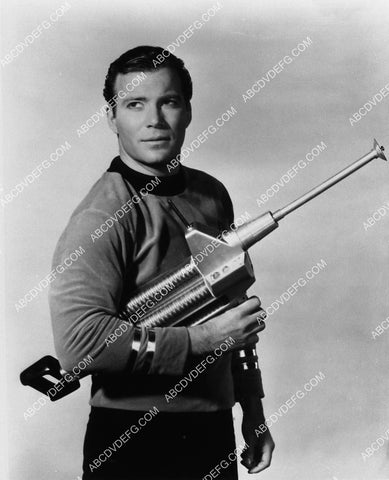 William Shatner posing w rifle phaser TV Star Trek 1905-04