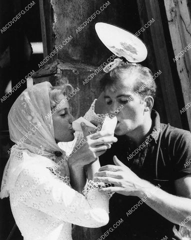 candid Maria Schell William Shatner having some fun on set film The Brothers Karamazov 1908-24