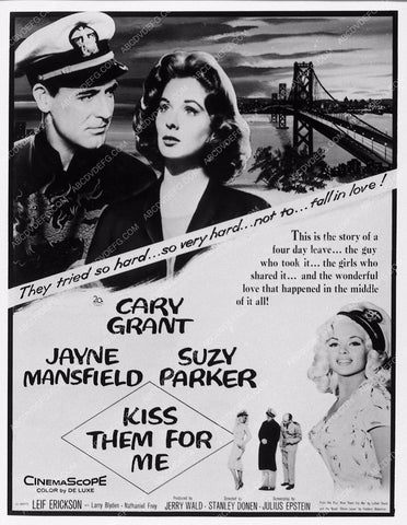 ad slick Cary Grant Jayne Mansfield Kiss Them For Me 2347-02