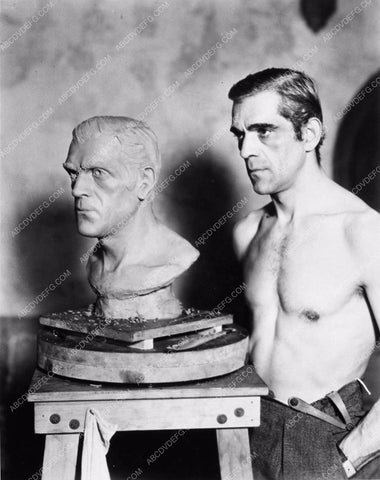 Boris Karloff shirtless as he posed for this bust in clay 2706-08