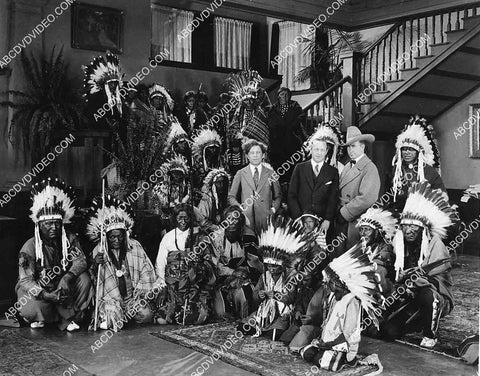 2878-020 Sid Grauman, Jesse Lasky, Tim McCoy & Native American Indian cast silent film The Covered Wagon 2878-020