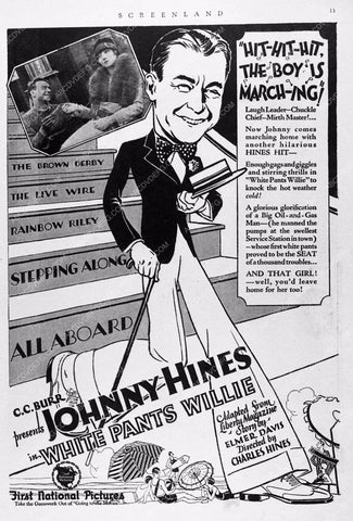 ad slick Johnny Hines White Pants Willie 2909a-09
