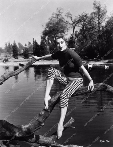 Martha Hyer w checkered hot pants out by the lake 3369-34