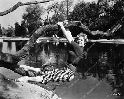 Martha Hyer w checkered hot pants out by the lake 3369-36