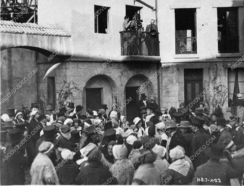 unknown silent film being shot from camera on balcony above 3516-16