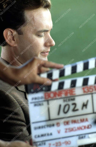 candid Tom Hanks behind the clap board film Bonfire of the Vanities 35m-13908