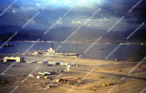 circa 1956 U.S. Naval shipyard Subic Bay Philippines aircraft carrier USS Shangri-La 35m-16428