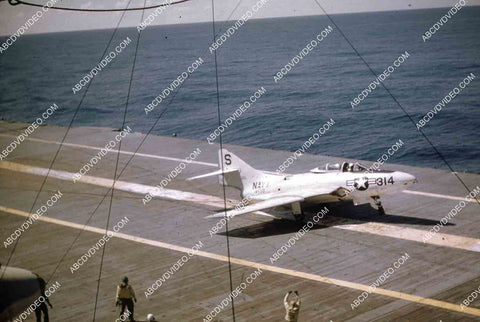 circa 1956 U.S. Naval flight deck operations aircraft carrier USS Shangri-La jets & equipment 35m-16515