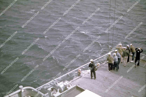 circa 1956 U.S. Naval operations USS Shangri-La raising launch to load up 35m-16585