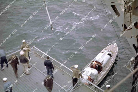 circa 1956 U.S. Naval operations USS Shangri-La raising launch to load up 35m-16589