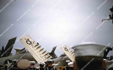 circa 1956 U.S. Naval flight deck operations aircraft carrier USS Shangri-La jets & equipment 35m-16593