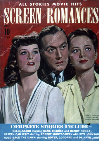 Paulette Goddard Charles Boyer Olivia de Havilland Screen Romances mag cover 35m-2492