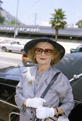 candid Bette Davis across from Sunset Car Wash Hollywood 35m-2579