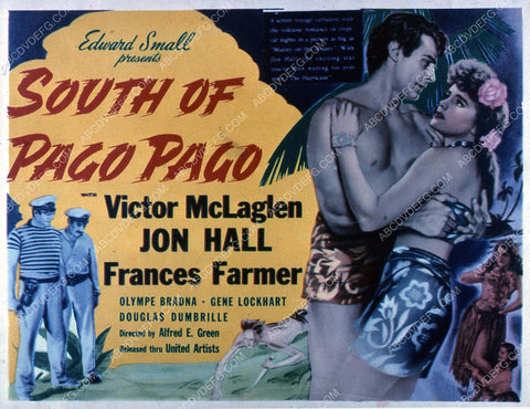 Jon Hall Frances Farmer film South of Pago Pago 35m-3967