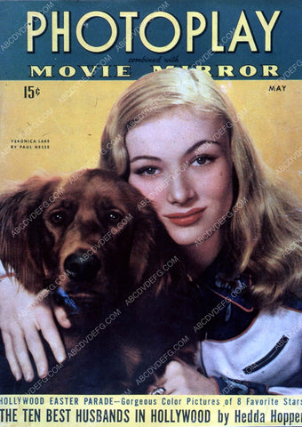 Veronica Lake and her dog Photoplay Movie Mirror magazine cover 35m-5710