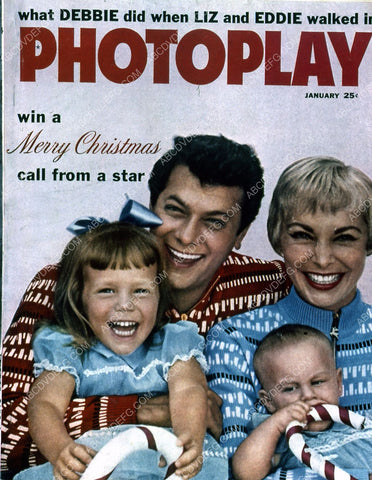 Tony Curtis Janet Leigh & kids Photoplay magazine cover 35m-5889