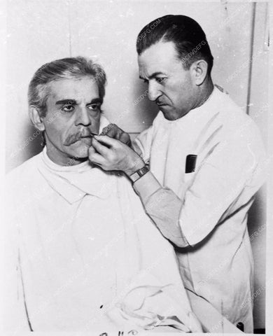 Boris Karloff Jack Pierce doing makeup Night Key 3725-23