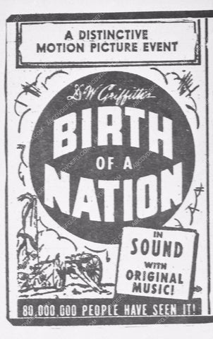 ad slick classic silent film Birth of a Nation 3800-02