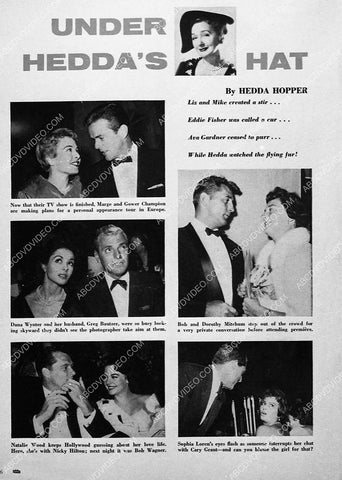 Hedda Hopper gossip column ad w Eddie Fisher Natalie Wood Dana Wynter Robert Mitchum and others 5475-32