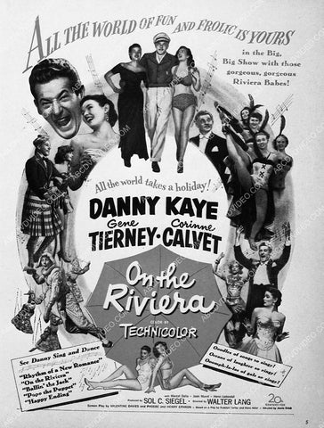 ad slick Danny Kaye Gene Tierney Corinne Calvet film On the Riviera 5491-06