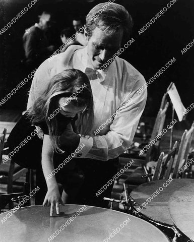 candid Charlton Heston shows his daughter the drums in orchestra 5588a-007