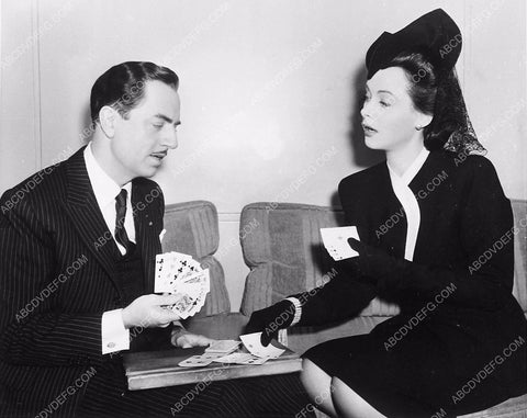 candid William Powell Hedy Lamarr playing cards behind the scenes film Heavenly Body 5760-13
