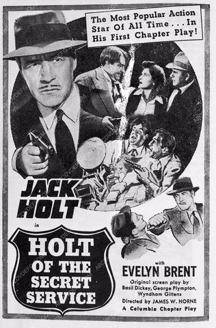 ad slick Jack Holt serial film Holt of the Secret Service 6002-07