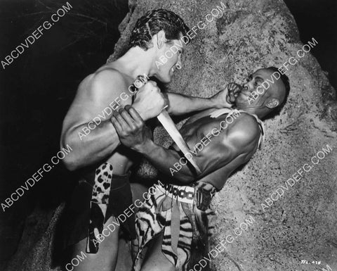 Gordon Scott Woody Strode beefcake wrestling match film Tarzan's Fight for Life 6125-26