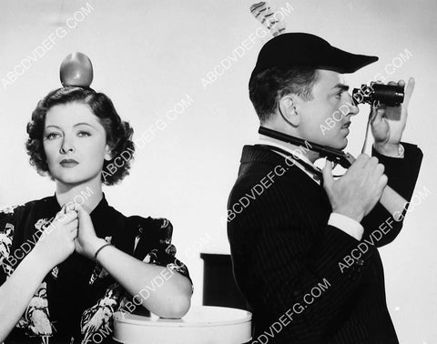 William Powell trick shot shoots apple off head of Myrna Loy film Double Wedding 6125-32
