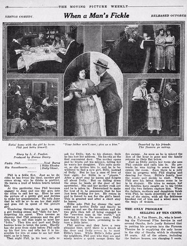 ad info Nestor Studios silent film productions film When a Man's Fickle 6272-17