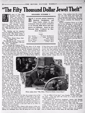 ad info Universal Studios silent film productions film Fifty Thousand Dollar Jewel Theft 6272-22